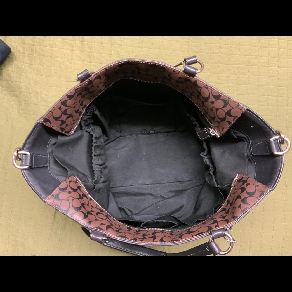 Coach Brown Chelsea Heritage Stripe Diaper Bag - Picture 11 of 15